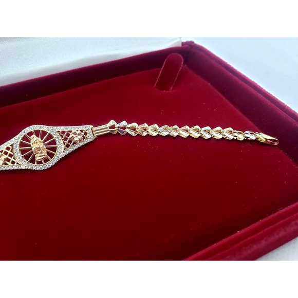 14k REAL GOLD women's Bracelets Guadalupe Circles or Rings pave - Picture 12 of 16